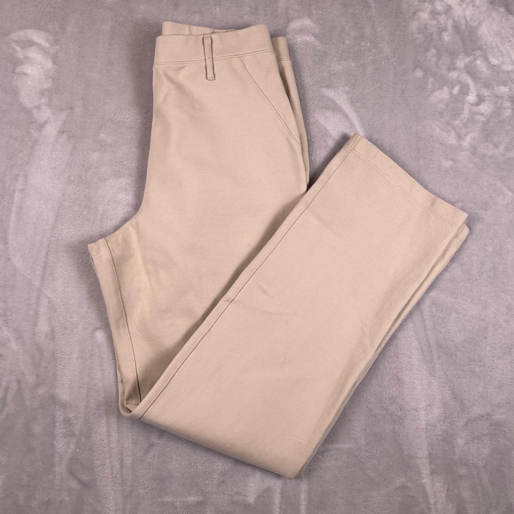 Quince Womens Ultra-Stretch Ponte Straight Leg Pants Tan Beige Size S High Rise*
